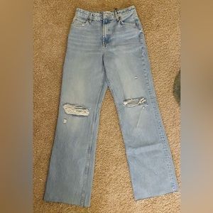 Zara TRF Wide Leg Ripped Jeans